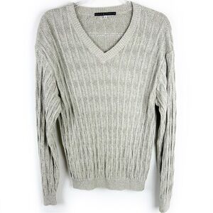 Peruvian Connection 100% Pima Cotton Long sleeve v-neck cable knit sweater M